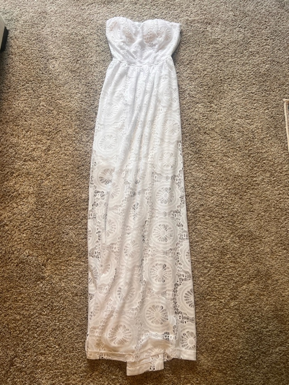 Windsor White Strapless Lace Maxi Dress